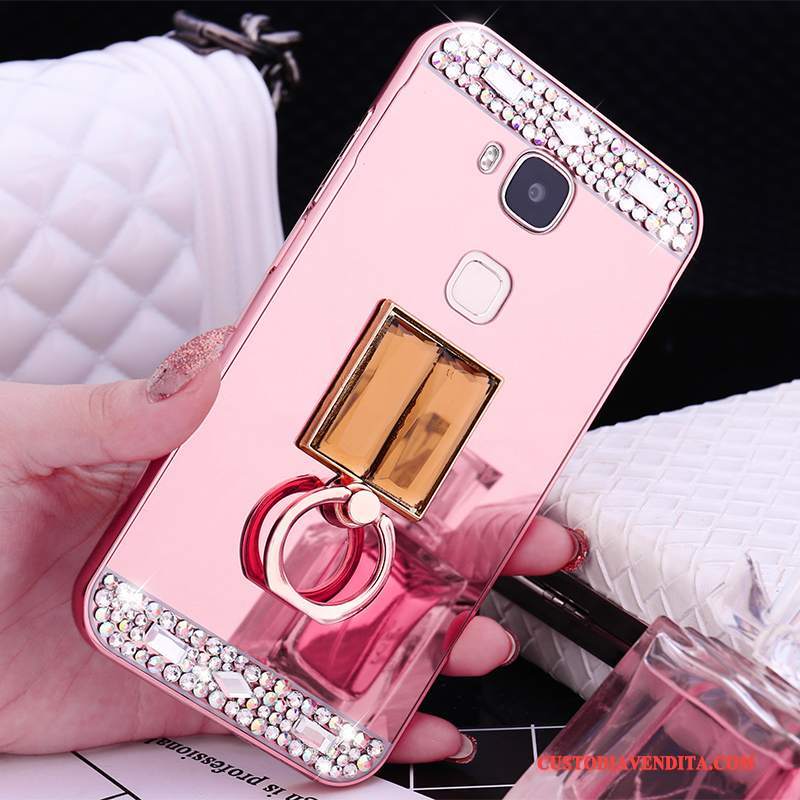 Custodia Huawei G9 Plus Telaio Metallo, Cover Huawei G9 Plus Oro Rosa