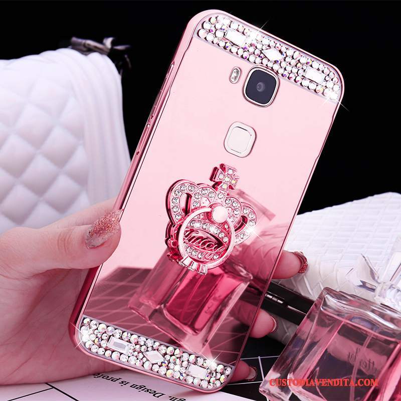 Custodia Huawei G9 Plus Telaio Metallo, Cover Huawei G9 Plus Oro Rosa