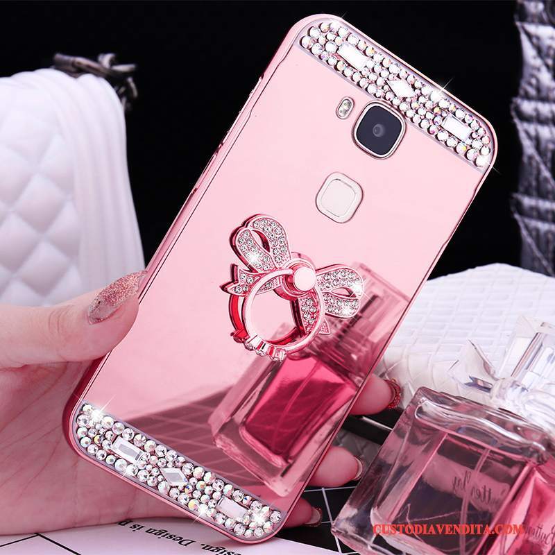 Custodia Huawei G9 Plus Telaio Metallo, Cover Huawei G9 Plus Oro Rosa