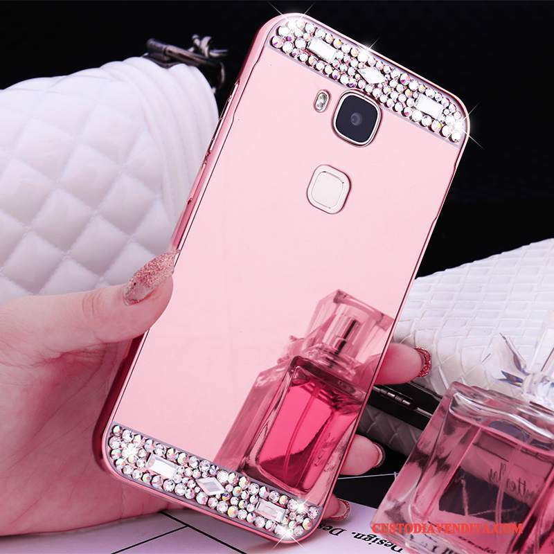 Custodia Huawei G9 Plus Telaio Metallo, Cover Huawei G9 Plus Oro Rosa