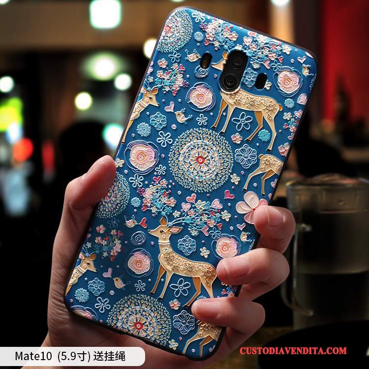 Custodia Huawei Mate 10 Creativo Morbido Tendenza, Cover Huawei Mate 10 Silicone Blu Tutto Incluso