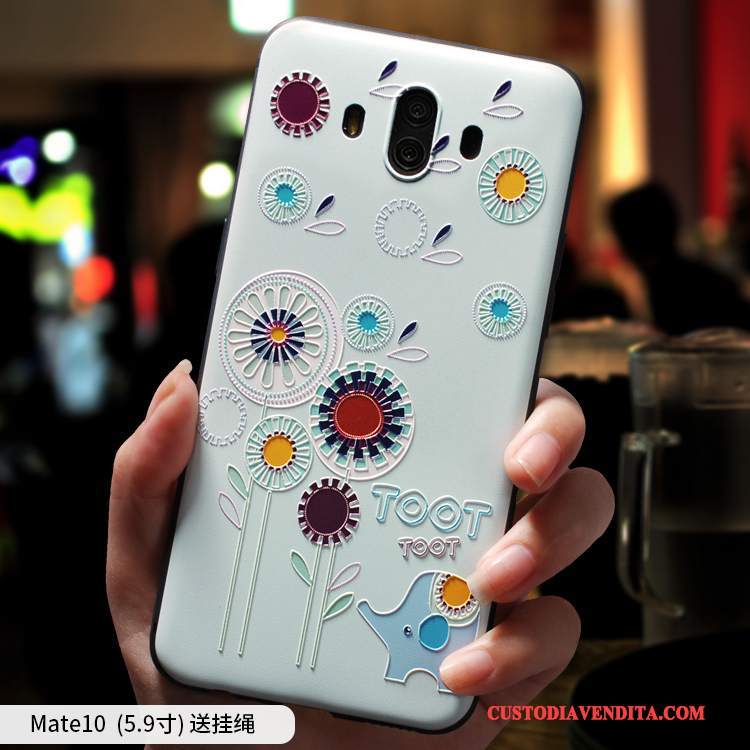 Custodia Huawei Mate 10 Creativo Tendenza Bello, Cover Huawei Mate 10 Cartone Animato Verde Scurotelefono