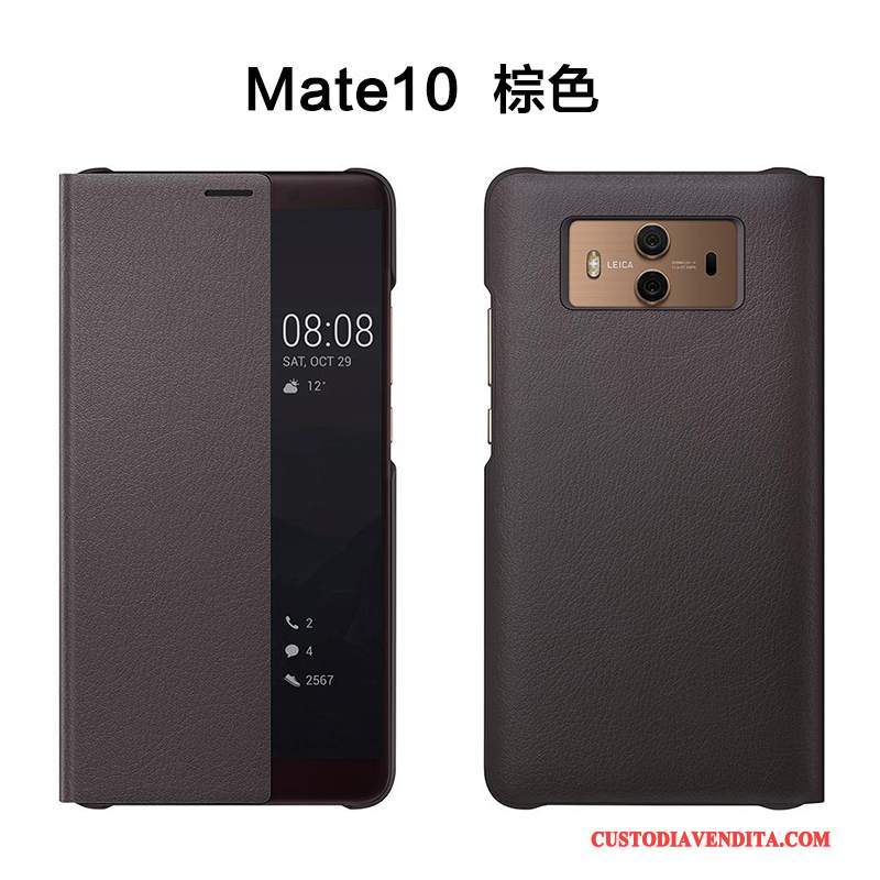 Custodia Huawei Mate 10 Folio Anti-caduta Oro, Cover Huawei Mate 10 Pelle Telefono