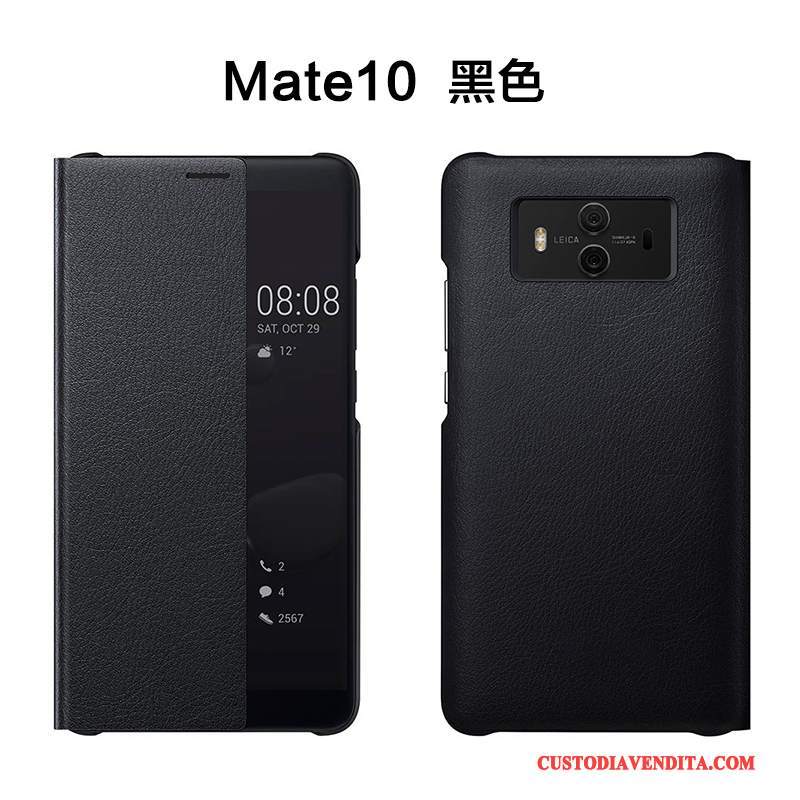 Custodia Huawei Mate 10 Folio Anti-caduta Oro, Cover Huawei Mate 10 Pelle Telefono