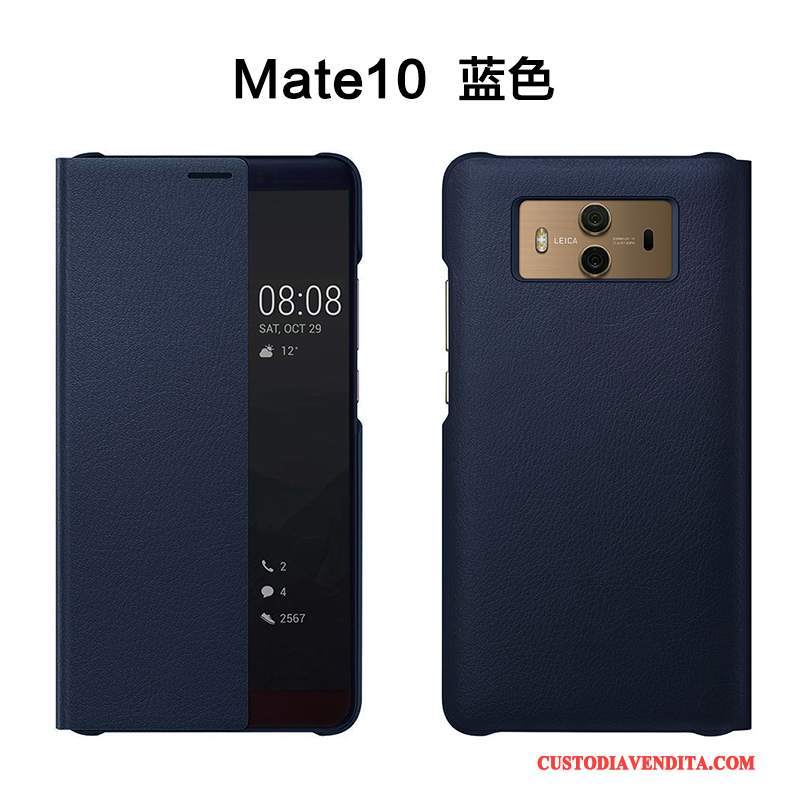 Custodia Huawei Mate 10 Folio Anti-caduta Oro, Cover Huawei Mate 10 Pelle Telefono