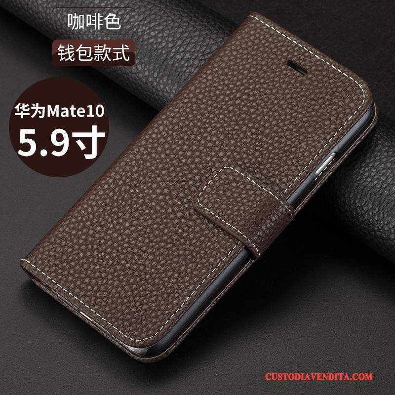 Custodia Huawei Mate 10 Folio Nerotelefono, Cover Huawei Mate 10 Pelle Tutto Incluso Anti-caduta