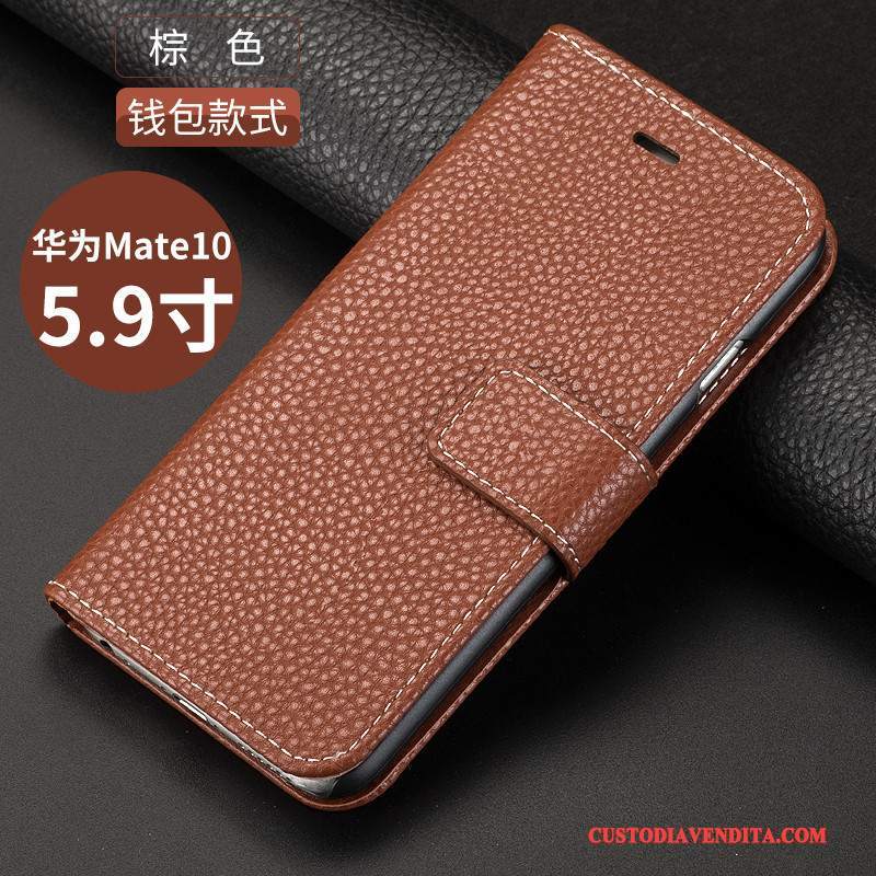 Custodia Huawei Mate 10 Folio Nerotelefono, Cover Huawei Mate 10 Pelle Tutto Incluso Anti-caduta