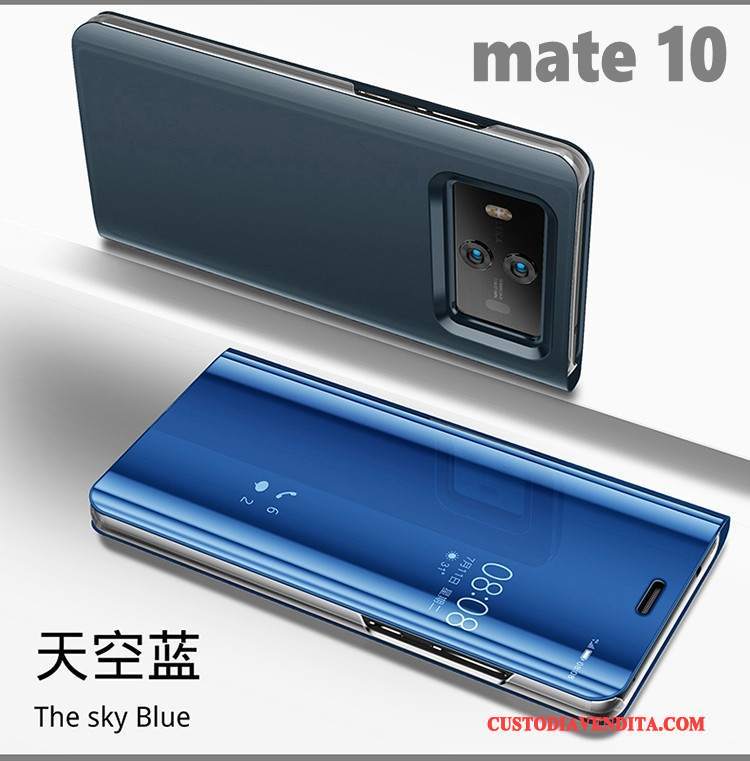 Custodia Huawei Mate 10 Folio Telefono Anti-caduta, Cover Huawei Mate 10 Colore Specchio Supporto