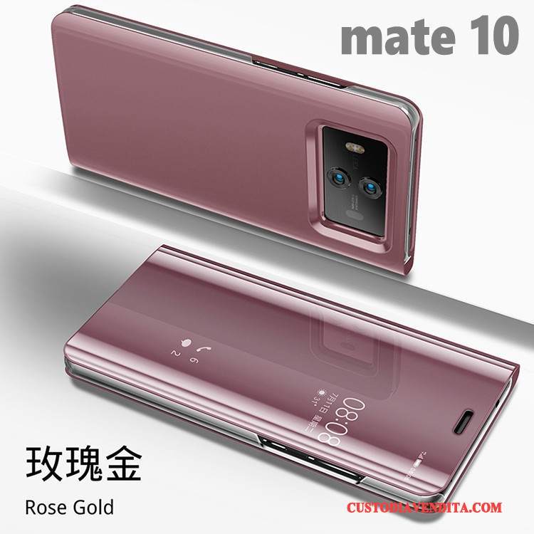 Custodia Huawei Mate 10 Folio Telefono Anti-caduta, Cover Huawei Mate 10 Colore Specchio Supporto