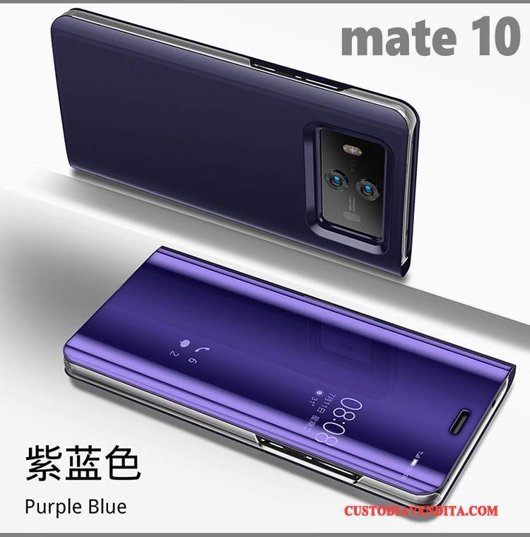 Custodia Huawei Mate 10 Folio Telefono Anti-caduta, Cover Huawei Mate 10 Colore Specchio Supporto