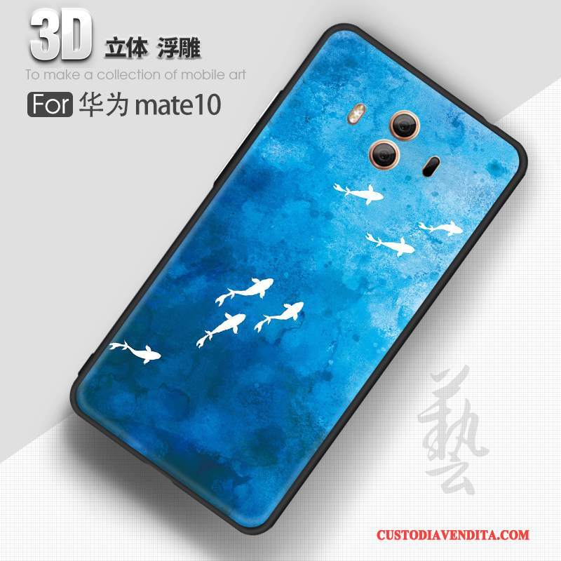 Custodia Huawei Mate 10 Goffratura Tendenza Tutto Incluso, Cover Huawei Mate 10 Silicone Blu Anti-caduta