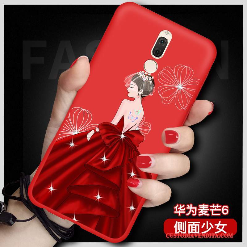 Custodia Huawei Mate 10 Lite Cartone Animato Morbidotelefono, Cover Huawei Mate 10 Lite Protezione Rosso Ornamenti Appesi