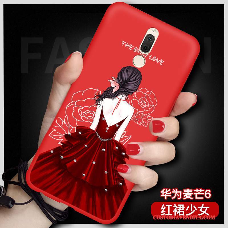 Custodia Huawei Mate 10 Lite Cartone Animato Morbidotelefono, Cover Huawei Mate 10 Lite Protezione Rosso Ornamenti Appesi