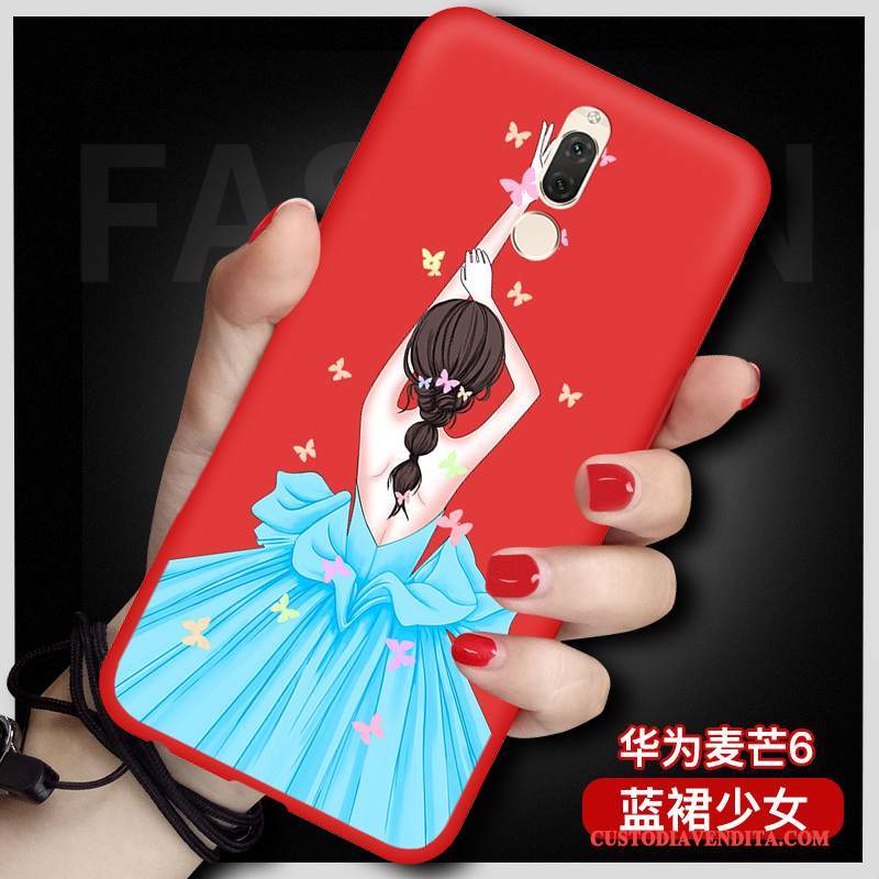 Custodia Huawei Mate 10 Lite Cartone Animato Morbidotelefono, Cover Huawei Mate 10 Lite Protezione Rosso Ornamenti Appesi