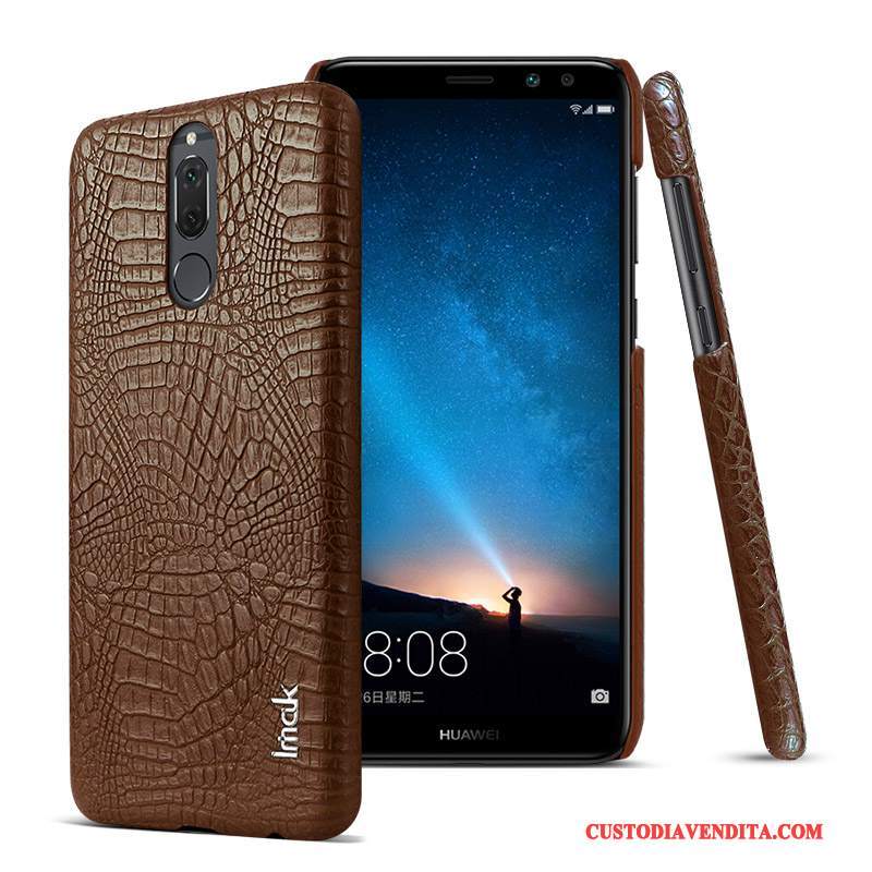 Custodia Huawei Mate 10 Lite Pelle Modello Coccodrillo Rosso, Cover Huawei Mate 10 Lite Protezione Telefono