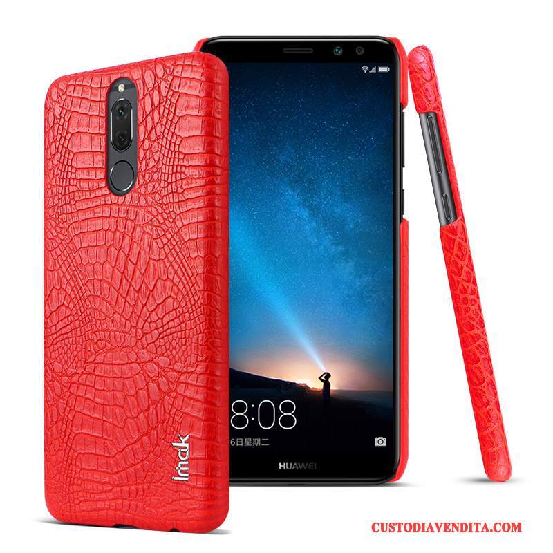 Custodia Huawei Mate 10 Lite Pelle Modello Coccodrillo Rosso, Cover Huawei Mate 10 Lite Protezione Telefono