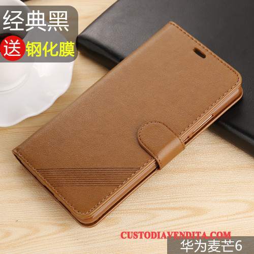 Custodia Huawei Mate 10 Lite Pelle Morbido Marrone, Cover Huawei Mate 10 Lite Folio Telefono