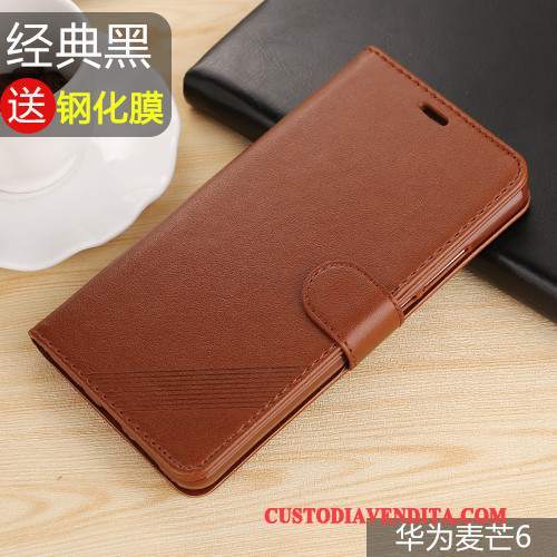 Custodia Huawei Mate 10 Lite Pelle Morbido Marrone, Cover Huawei Mate 10 Lite Folio Telefono