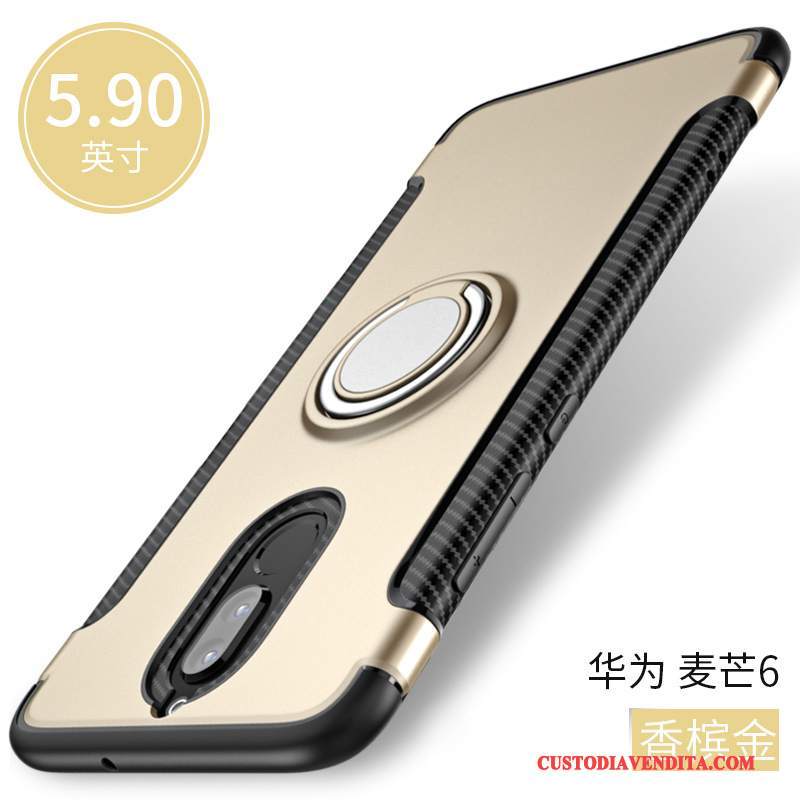 Custodia Huawei Mate 10 Lite Protezione Oro Ring, Cover Huawei Mate 10 Lite Morbidotelefono