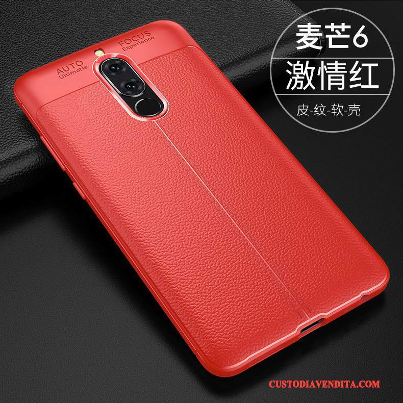 Custodia Huawei Mate 10 Lite Silicone Telefono Anti-caduta, Cover Huawei Mate 10 Lite Pelle Rosso Morbido