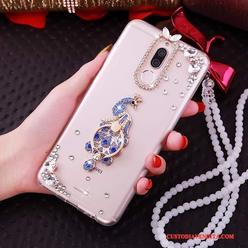 Custodia Huawei Mate 10 Lite Strass Tutto Incluso Morbido, Cover Huawei Mate 10 Lite Creativo Telefono Oro