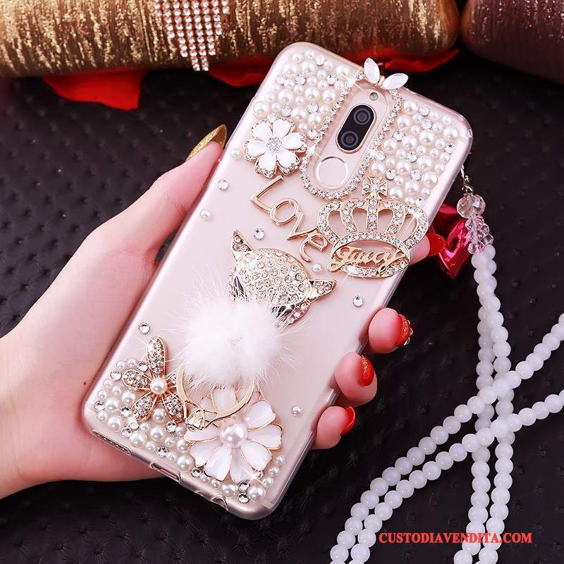 Custodia Huawei Mate 10 Lite Strass Tutto Incluso Morbido, Cover Huawei Mate 10 Lite Creativo Telefono Oro