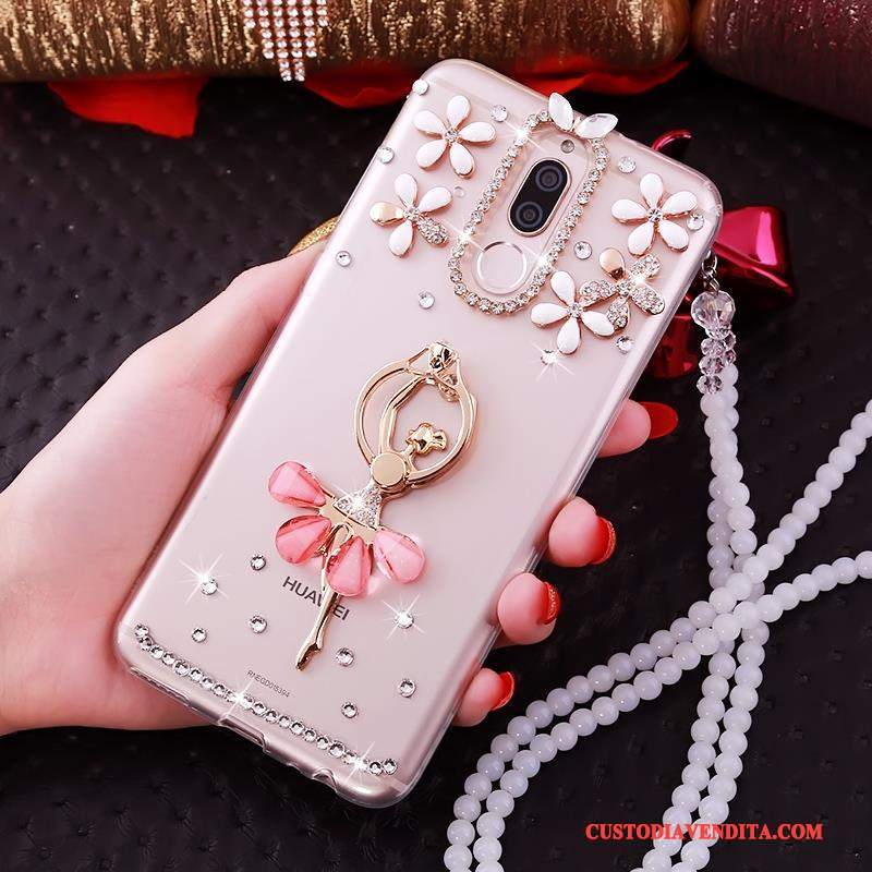 Custodia Huawei Mate 10 Lite Strass Tutto Incluso Morbido, Cover Huawei Mate 10 Lite Creativo Telefono Oro