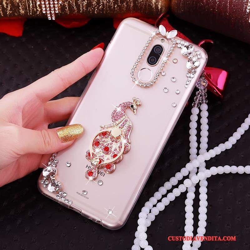 Custodia Huawei Mate 10 Lite Strass Tutto Incluso Morbido, Cover Huawei Mate 10 Lite Creativo Telefono Oro