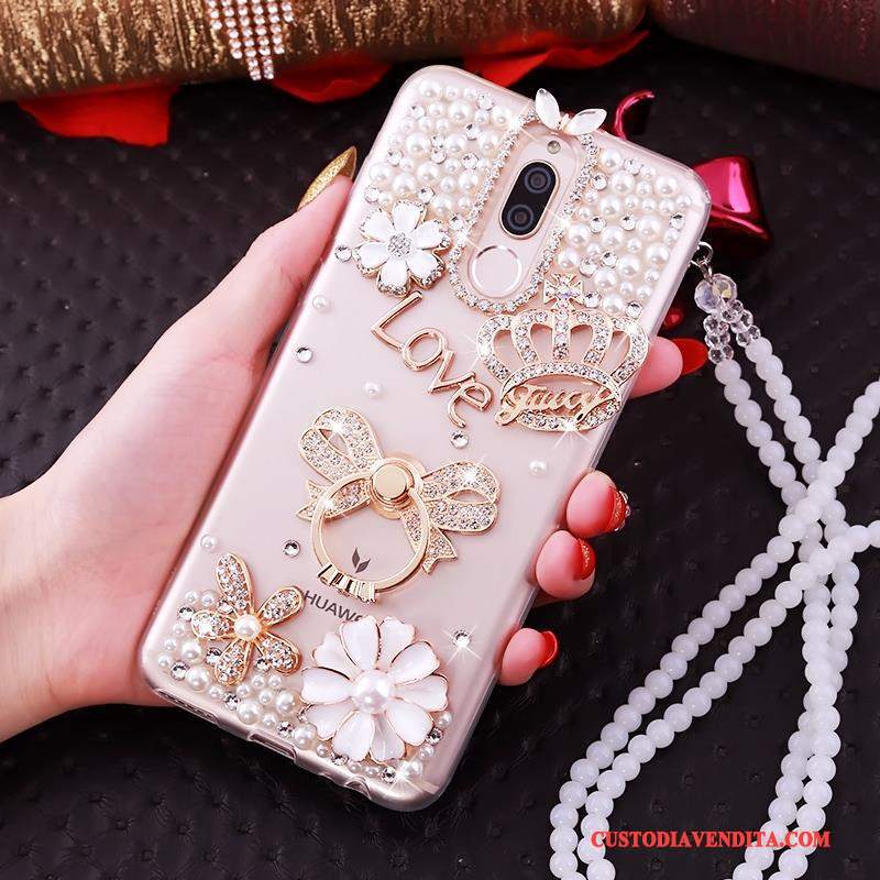 Custodia Huawei Mate 10 Lite Strass Tutto Incluso Morbido, Cover Huawei Mate 10 Lite Creativo Telefono Oro