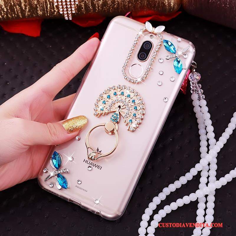 Custodia Huawei Mate 10 Lite Strass Tutto Incluso Morbido, Cover Huawei Mate 10 Lite Creativo Telefono Oro