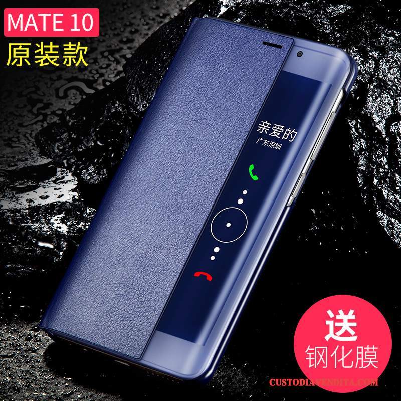 Custodia Huawei Mate 10 Pelle Anti-caduta Blu, Cover Huawei Mate 10 Folio Telefono Tutto Incluso