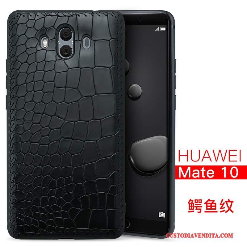 Custodia Huawei Mate 10 Pelle Telefono Nero, Cover Huawei Mate 10 Protezione Tutto Incluso Qualità