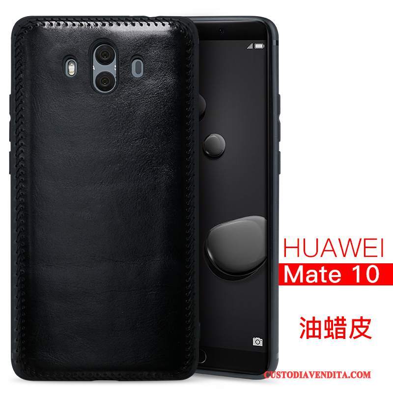 Custodia Huawei Mate 10 Pelle Telefono Nero, Cover Huawei Mate 10 Protezione Tutto Incluso Qualità