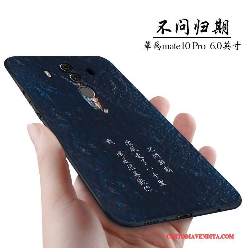 Custodia Huawei Mate 10 Pro Creativo Blu Scuro Anti-caduta, Cover Huawei Mate 10 Pro Silicone Piccola Di Personalità