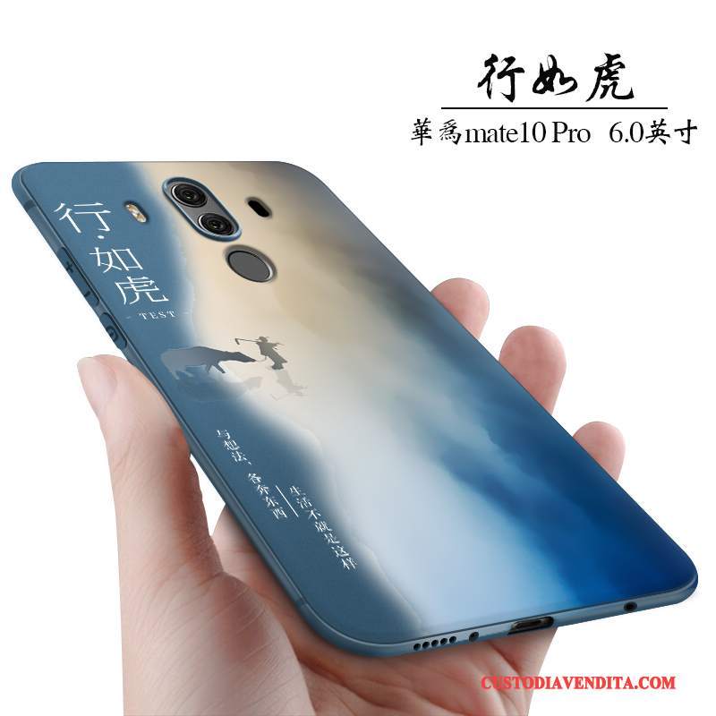 Custodia Huawei Mate 10 Pro Creativo Blu Scuro Anti-caduta, Cover Huawei Mate 10 Pro Silicone Piccola Di Personalità