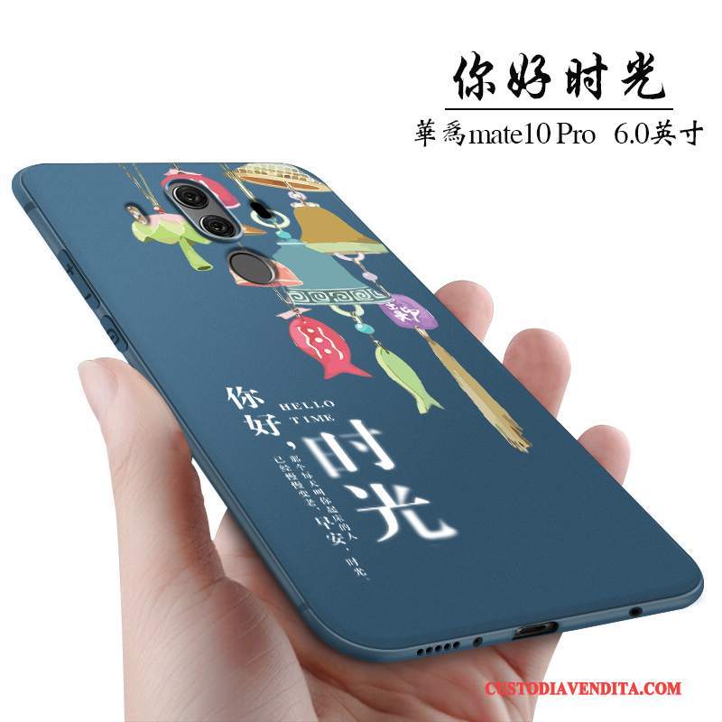 Custodia Huawei Mate 10 Pro Creativo Blu Scuro Anti-caduta, Cover Huawei Mate 10 Pro Silicone Piccola Di Personalità