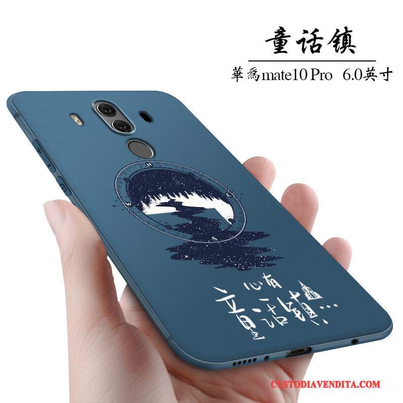 Custodia Huawei Mate 10 Pro Creativo Blu Scuro Anti-caduta, Cover Huawei Mate 10 Pro Silicone Piccola Di Personalità