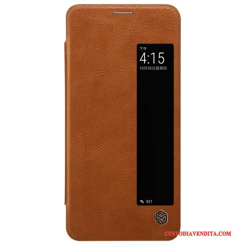 Custodia Huawei Mate 10 Pro Pelle Affari Oro, Cover Huawei Mate 10 Pro Protezione Vino Rossotelefono