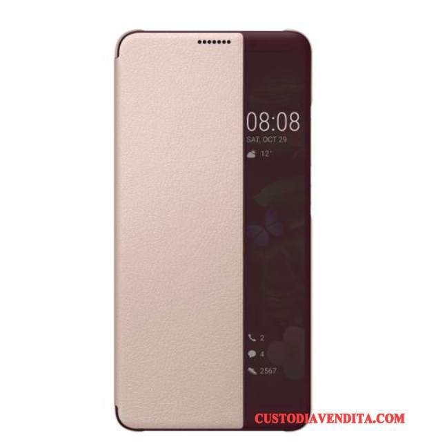 Custodia Huawei Mate 10 Pro Pelle Dormienza Blu, Cover Huawei Mate 10 Pro Protezione Telefono