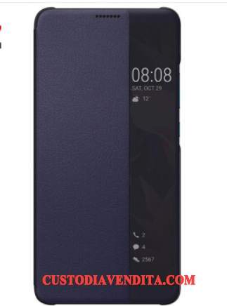 Custodia Huawei Mate 10 Pro Pelle Dormienza Blu, Cover Huawei Mate 10 Pro Protezione Telefono