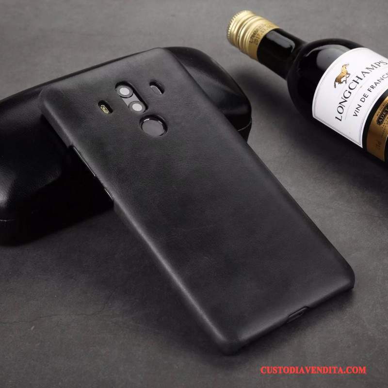 Custodia Huawei Mate 10 Pro Pelle Nero Mucca, Cover Huawei Mate 10 Pro Vintage Macchiatitelefono