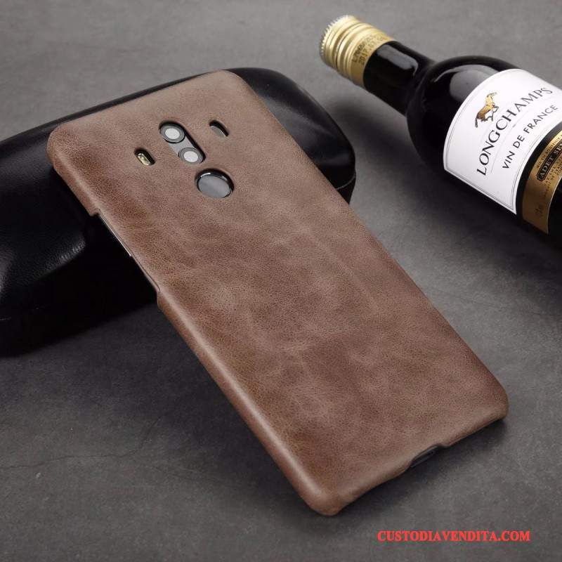 Custodia Huawei Mate 10 Pro Pelle Nero Mucca, Cover Huawei Mate 10 Pro Vintage Macchiatitelefono