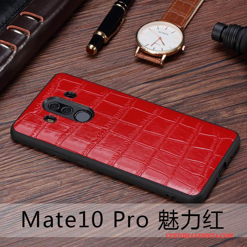 Custodia Huawei Mate 10 Pro Pelle Telefono Anti-caduta, Cover Huawei Mate 10 Pro Protezione Sottile Rosso