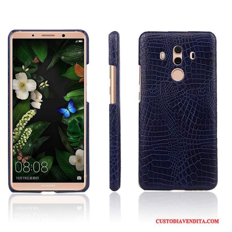 Custodia Huawei Mate 10 Pro Pelle Telefono Blu Chiaro, Cover Huawei Mate 10 Pro Protezione Nuovo Modello Coccodrillo