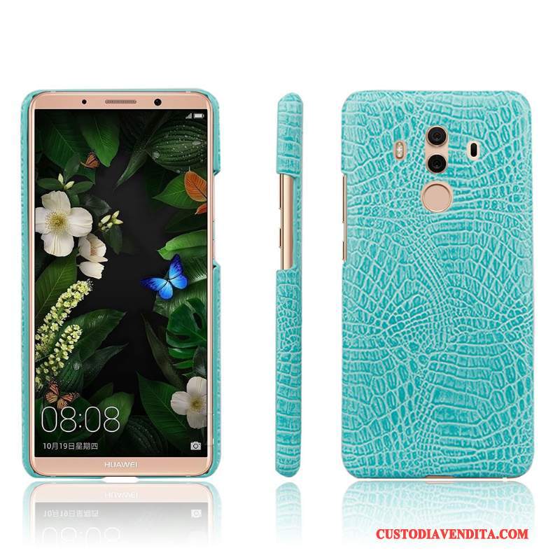 Custodia Huawei Mate 10 Pro Pelle Telefono Blu Chiaro, Cover Huawei Mate 10 Pro Protezione Nuovo Modello Coccodrillo