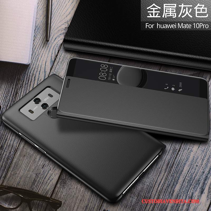 Custodia Huawei Mate 10 Pro Pelle Telefono Tutto Incluso, Cover Huawei Mate 10 Pro Folio Nero Anti-caduta