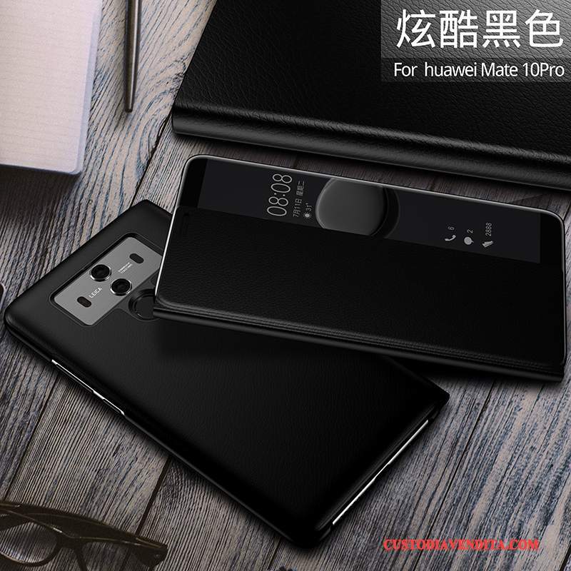 Custodia Huawei Mate 10 Pro Pelle Telefono Tutto Incluso, Cover Huawei Mate 10 Pro Folio Nero Anti-caduta