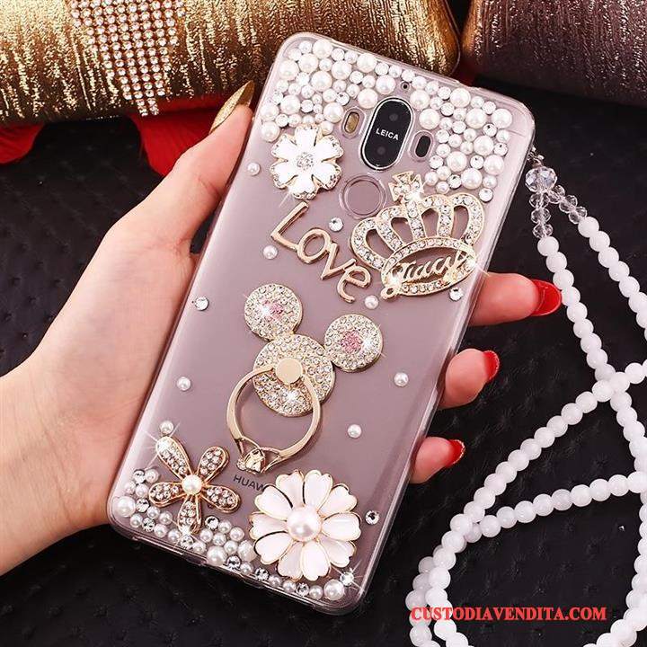 Custodia Huawei Mate 10 Pro Strass Ornamenti Appesi Tutto Incluso, Cover Huawei Mate 10 Pro Silicone Blu Cravatta A Farfalla