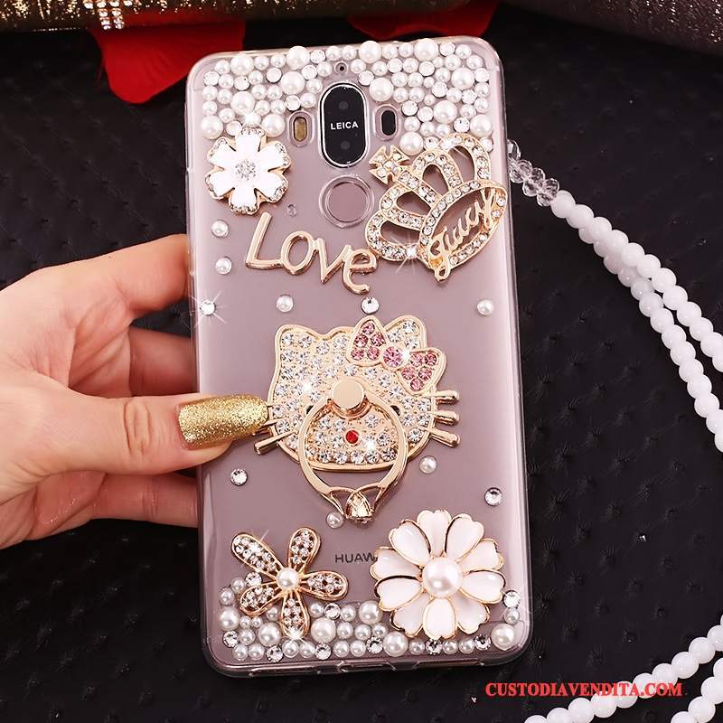 Custodia Huawei Mate 10 Pro Strass Ornamenti Appesi Tutto Incluso, Cover Huawei Mate 10 Pro Silicone Blu Cravatta A Farfalla