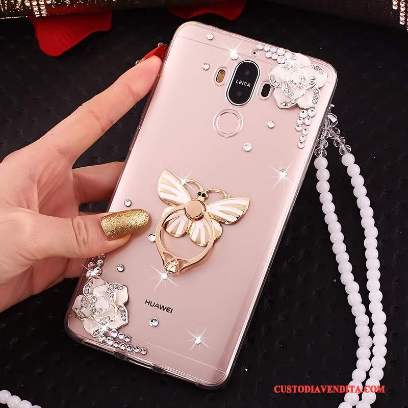 Custodia Huawei Mate 10 Pro Strass Ornamenti Appesi Tutto Incluso, Cover Huawei Mate 10 Pro Silicone Blu Cravatta A Farfalla